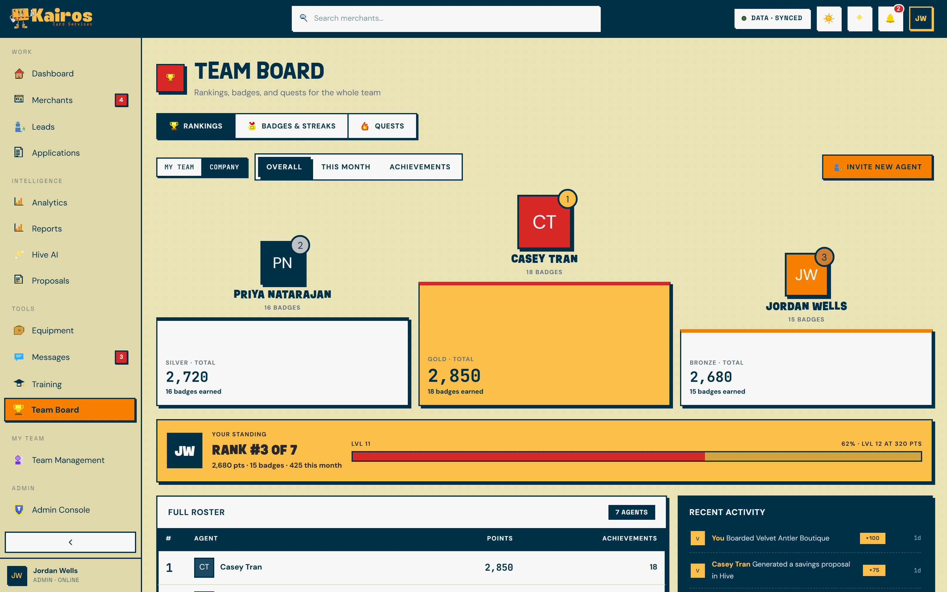 Agent leaderboard in Kontrol Center